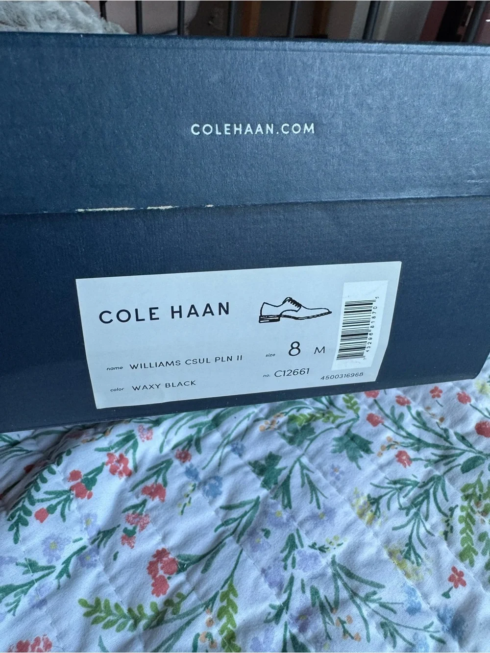 Cole Haan Men's Black Leather Derby Shoes with Blue Laces